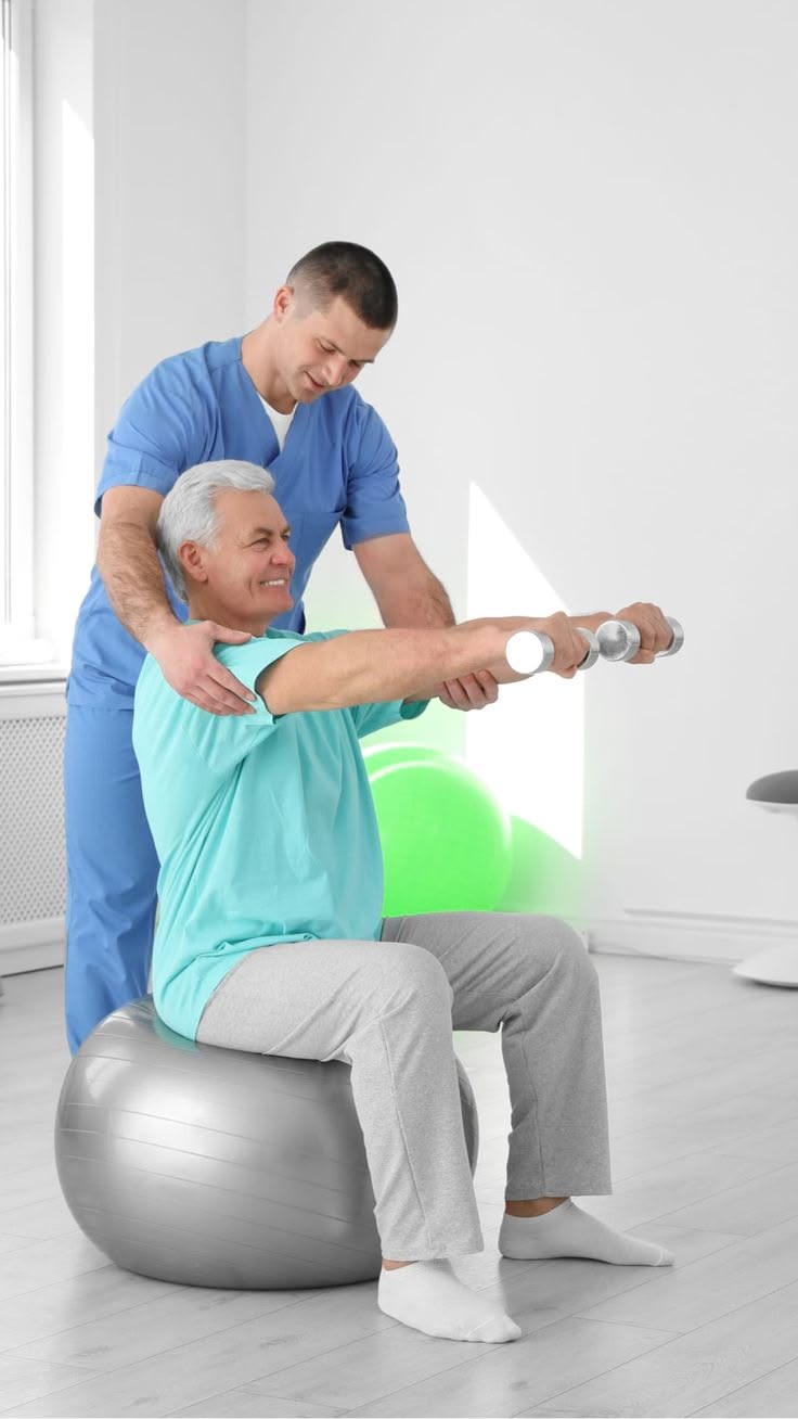 Fisioterapia en adulto mayor con balón