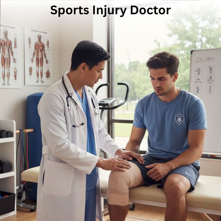 Fisioterapeuta deportivo evaluando paciente